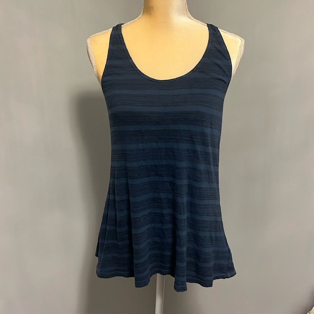 7 For All Mankind Blue Striped Tank Top Ruched Back XS